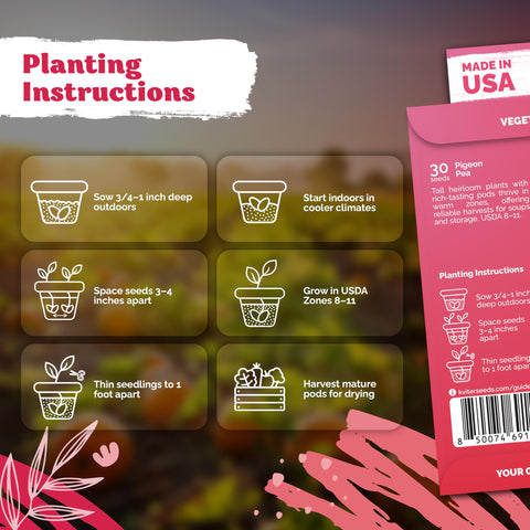 KVITER guandules seeds germination-ready, great for zones 8–11 and urban gardens.