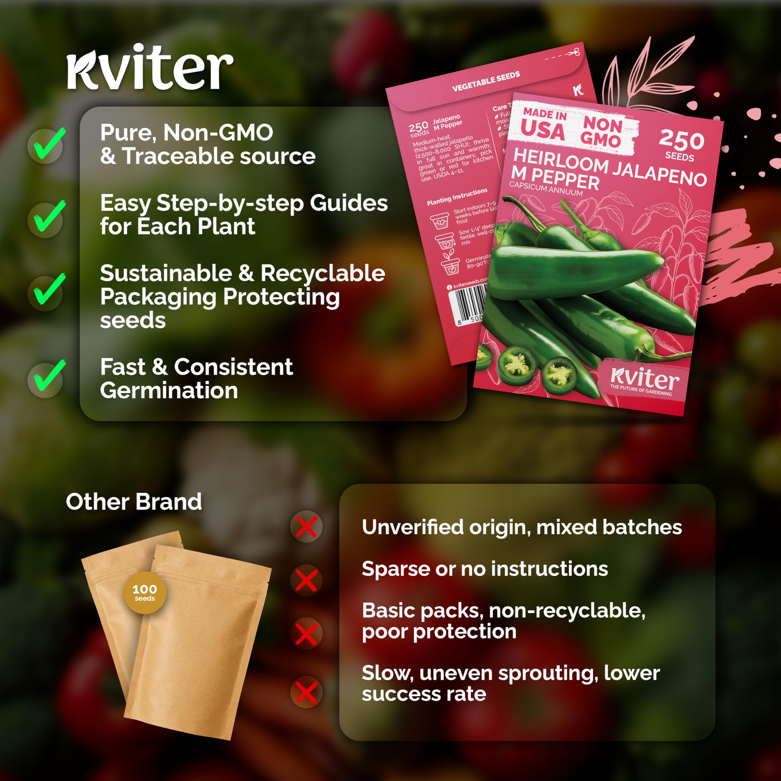 KVITER indoor planting prep, sow before last frost for earlier harvest.