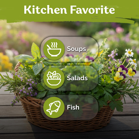 KVITER kitchen herb garden setup with flat-leaf parsley seeds