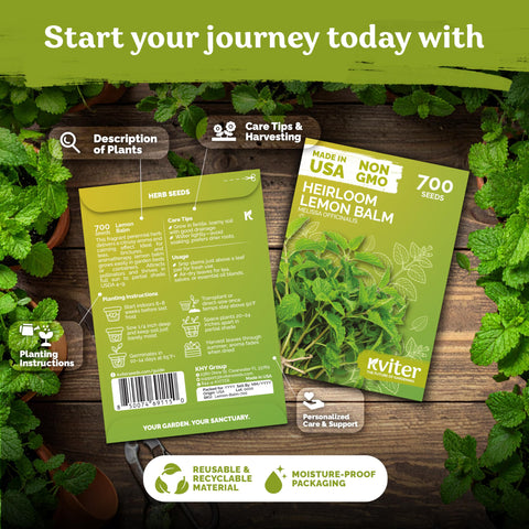 KVITER lemon balm seeds garden-ready layout for borders or beds.
