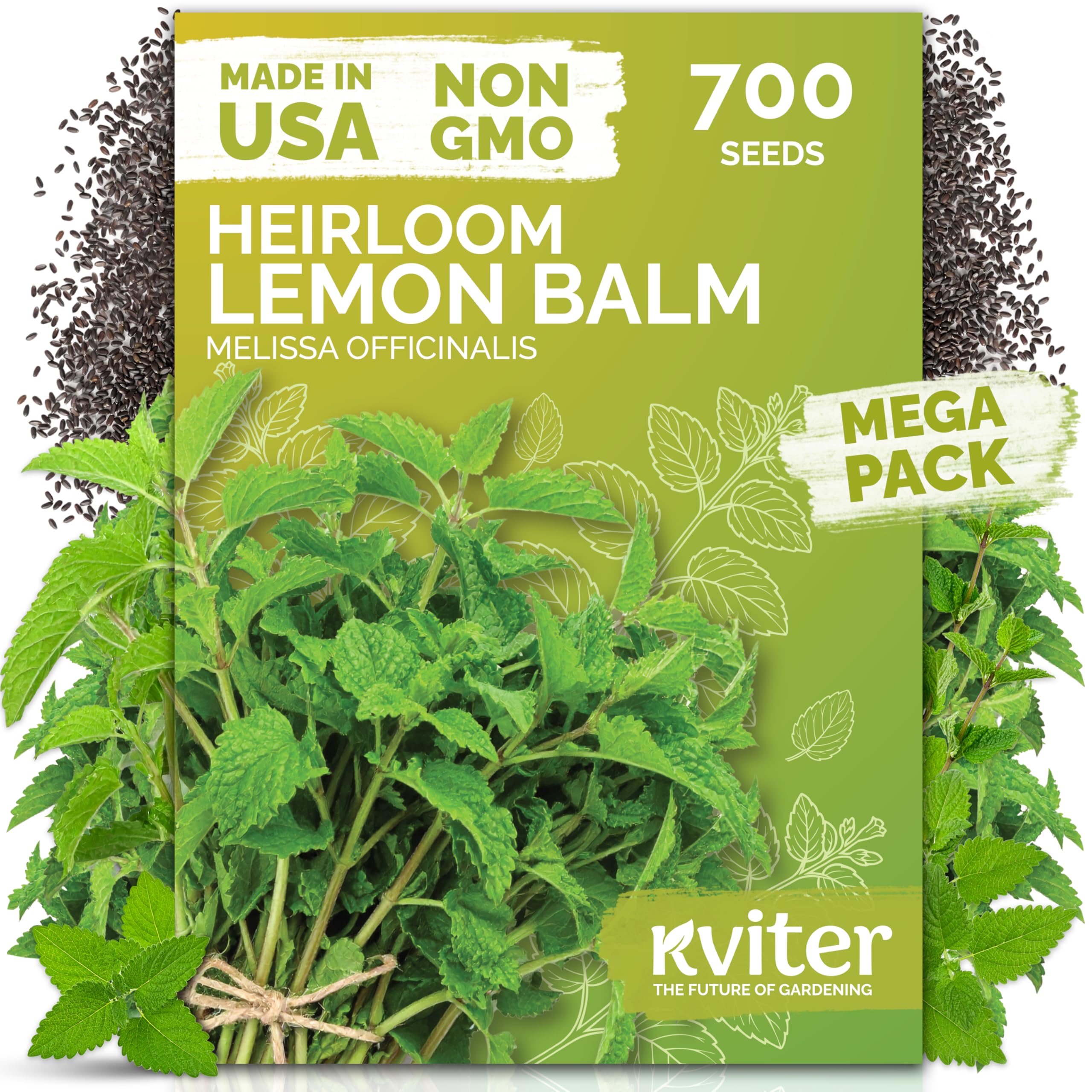 KVITER lemon balm seeds pack for tea garden and herb beds.