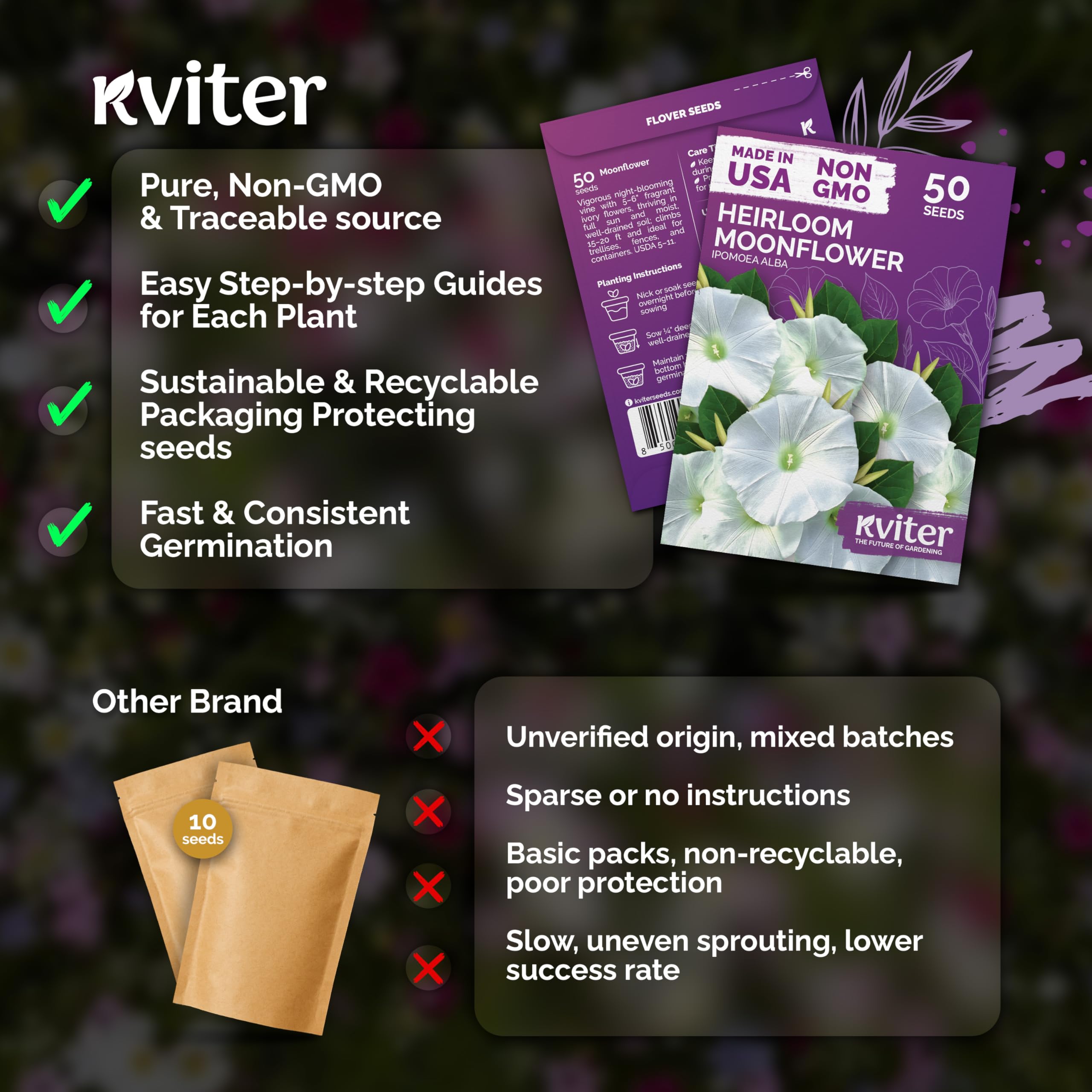 KVITER Moonflower night bloom image highlights fragrant ivory petals after sunset