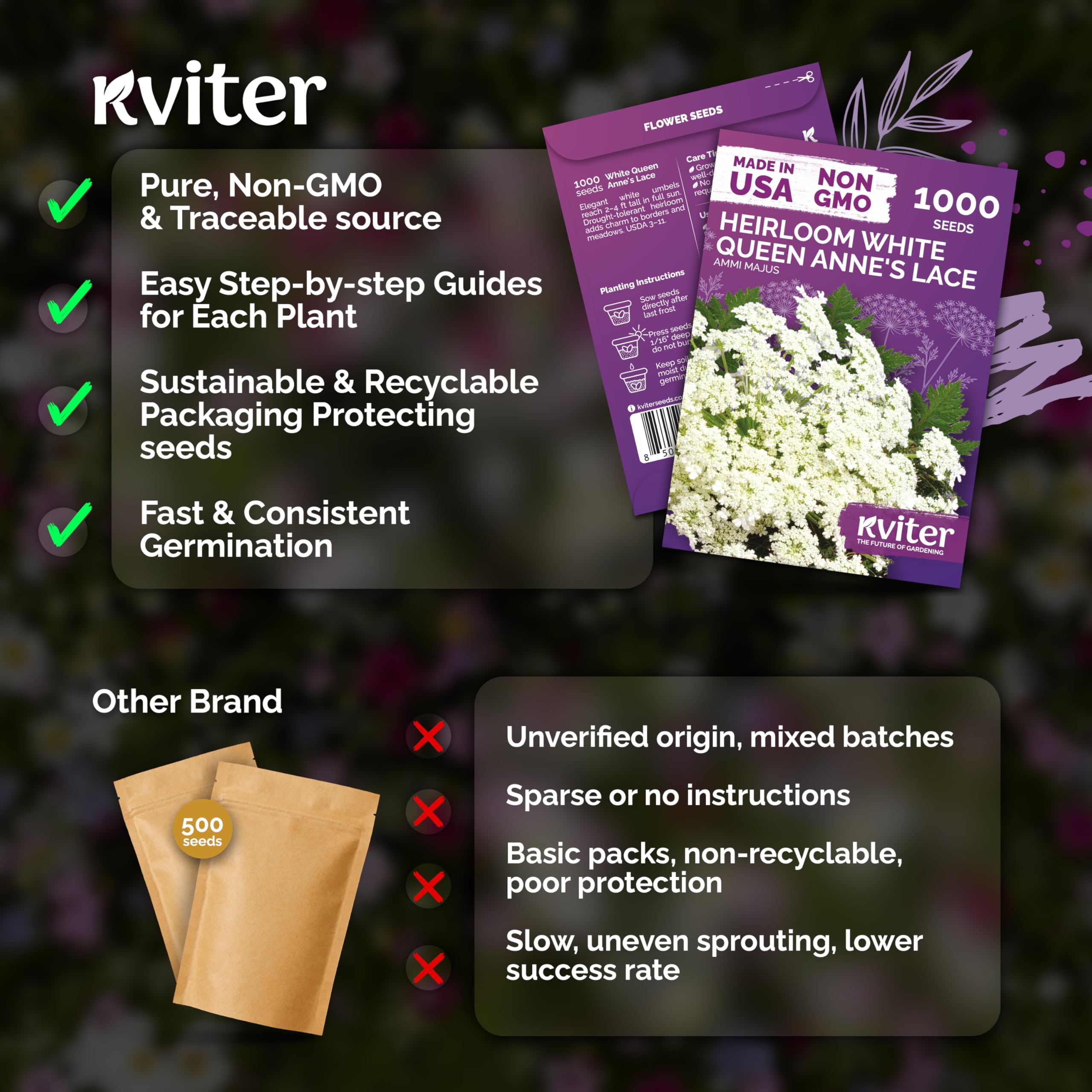KVITER pansy seeds create compact perimeters with neat perennial mounds.