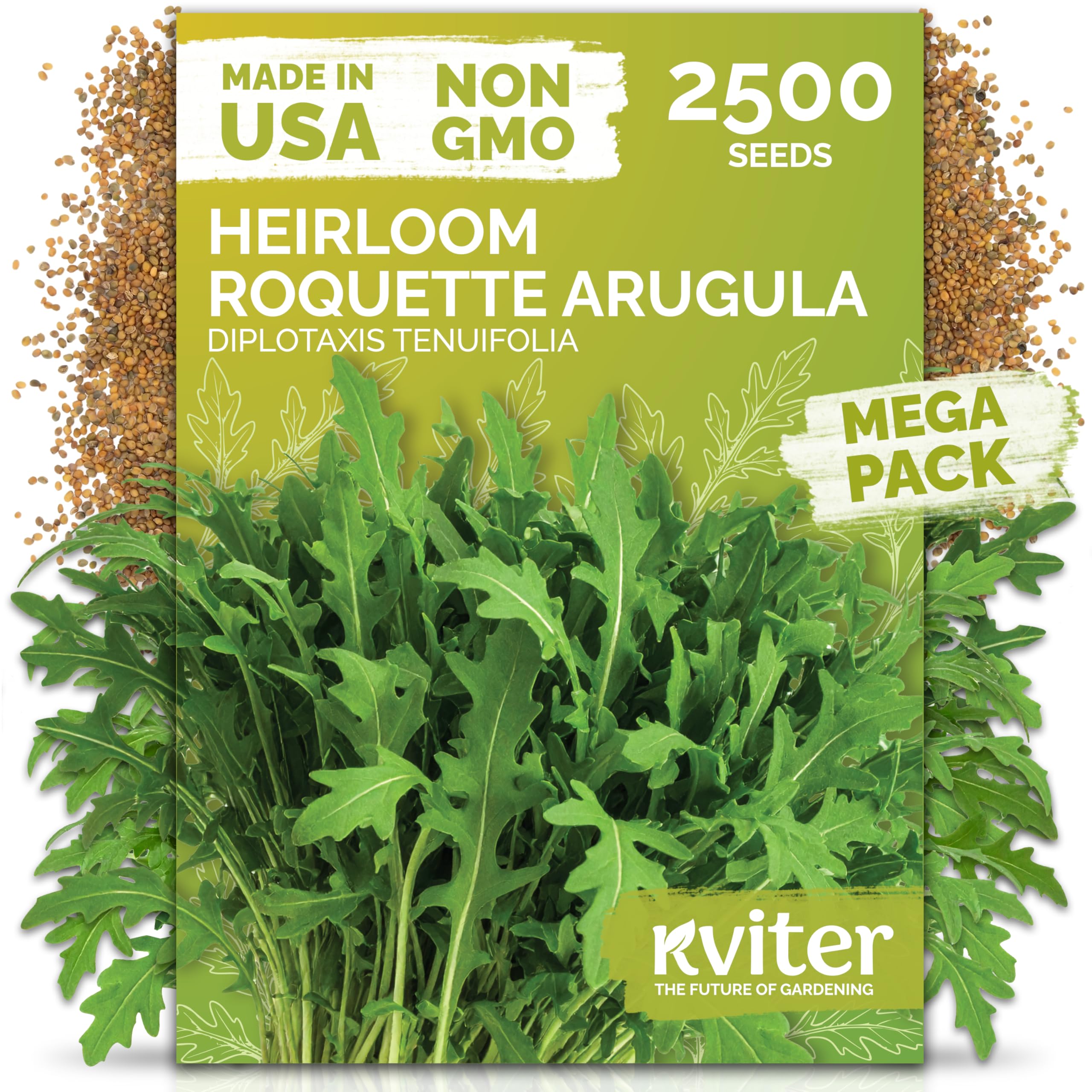 KVITER Roquette arugula seeds packaging for easy home sowing.
