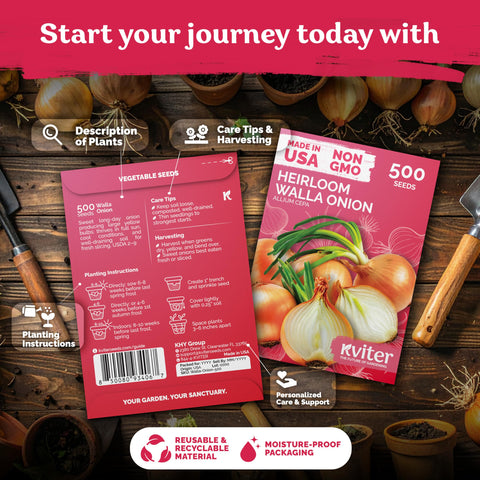 KVITER Walla Walla seeds germinate in 7–10 days, jump-starting your garden.