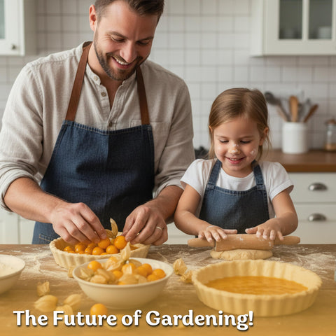 KVITER sunlit garden harvest of ground cherries for fresh use