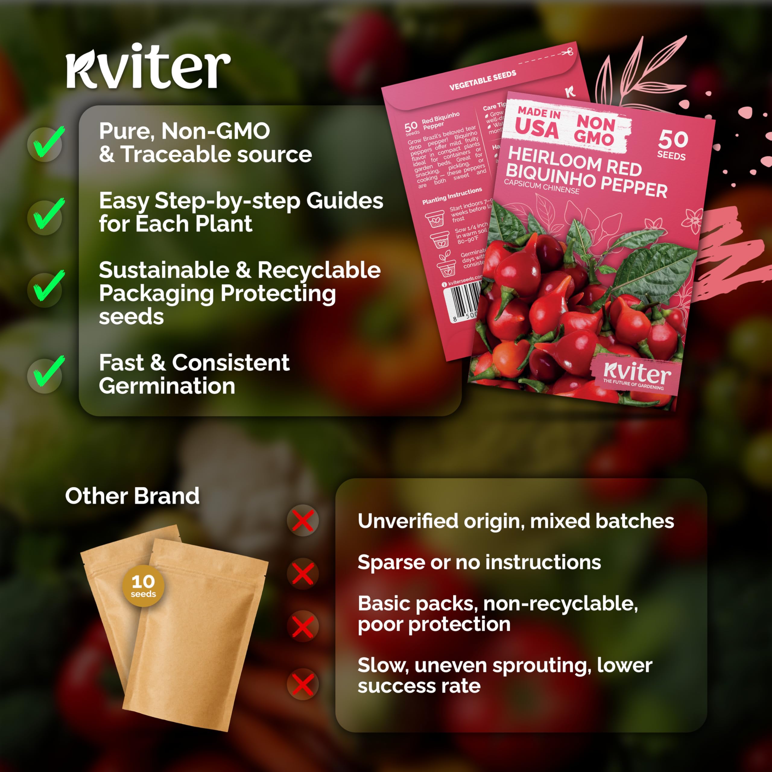 KVITER Sweety Drop peppers close-up red teardrops showing mild flavor