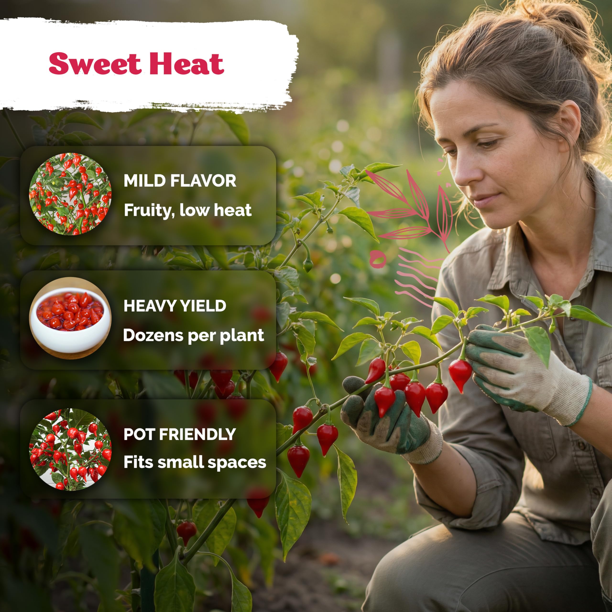 KVITER Sweety Drop peppers harvest basket with multiple mini peppers