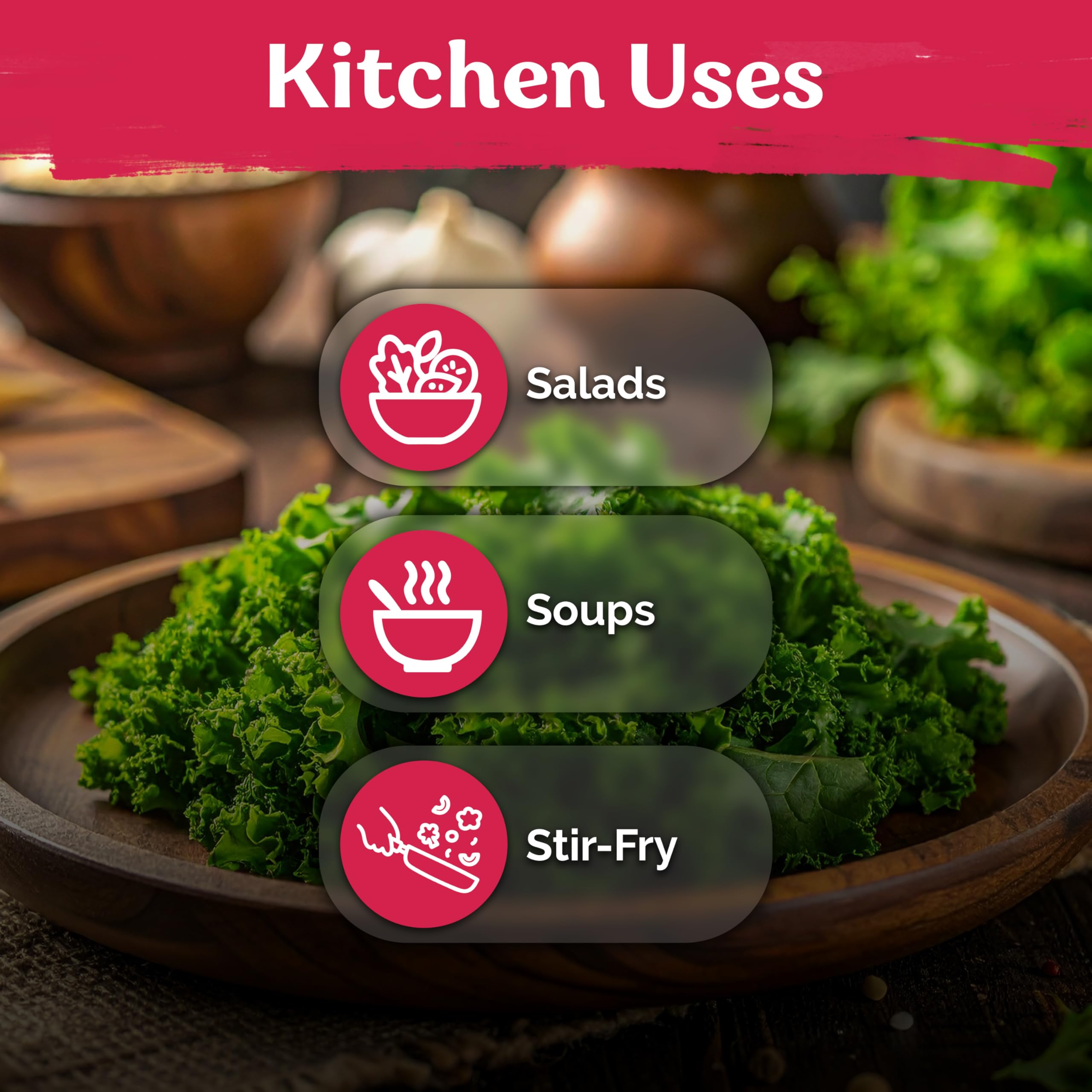 KVITER versatile greens for salads, soups, and stir-fries, grown at home.