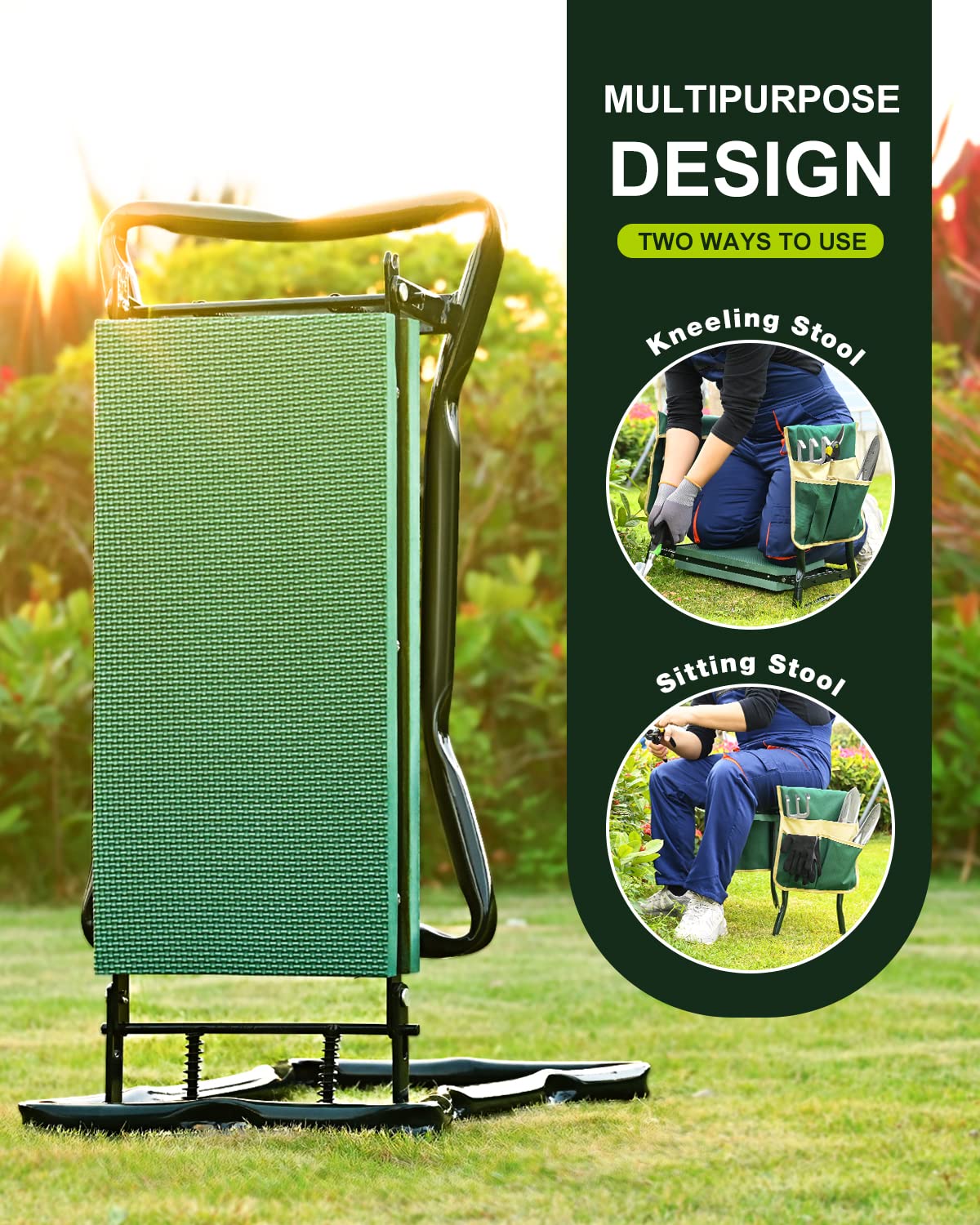 KVR Foldable garden bench frame for portable storage