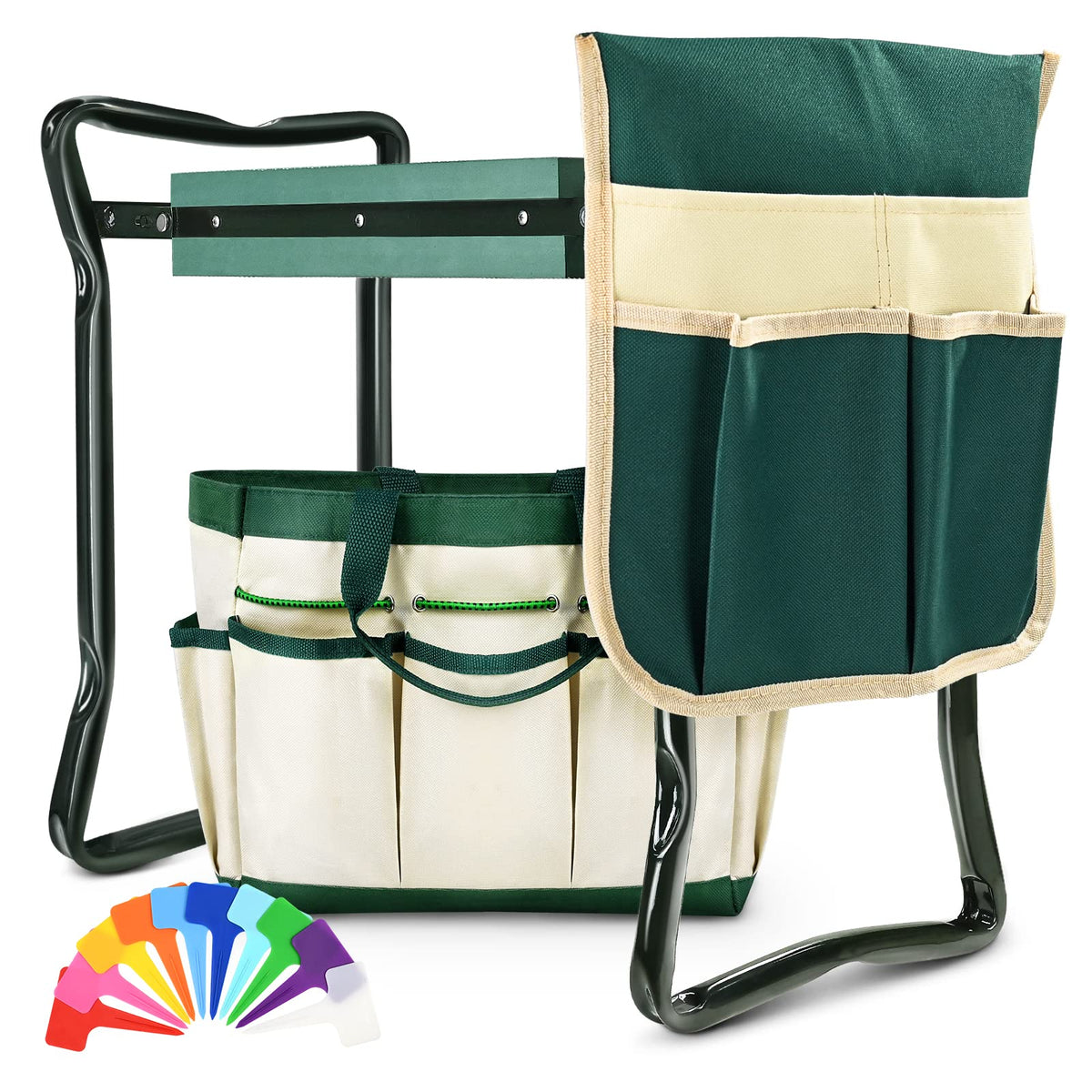 KVR Garden Kneeler Bench foldable in use offering kneeling and seating options