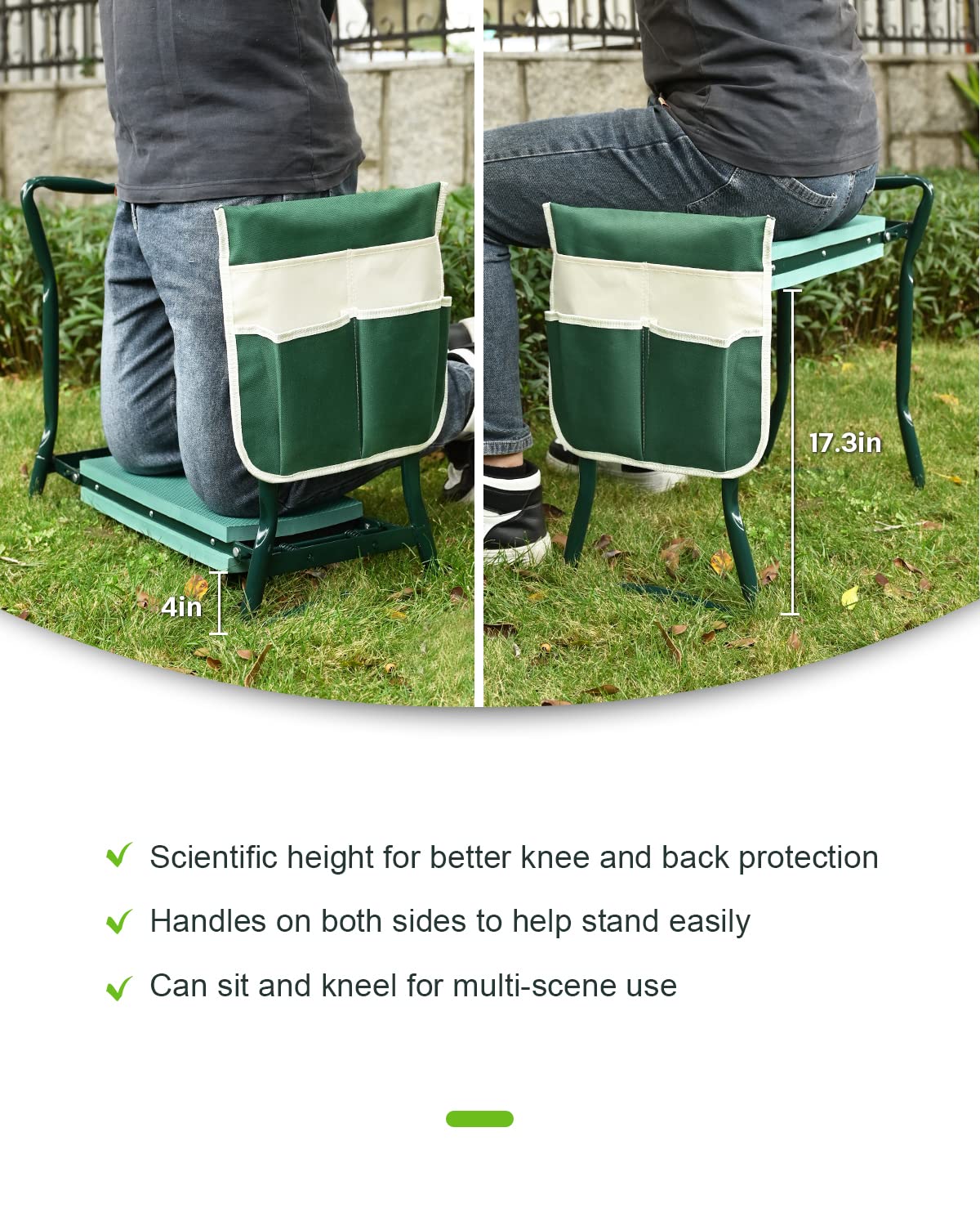 KVR garden kneeler folds for easy transport and storage.
