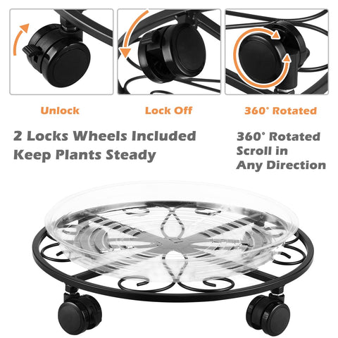 KvyusFlourish black finish plant dolly complements spaces.
