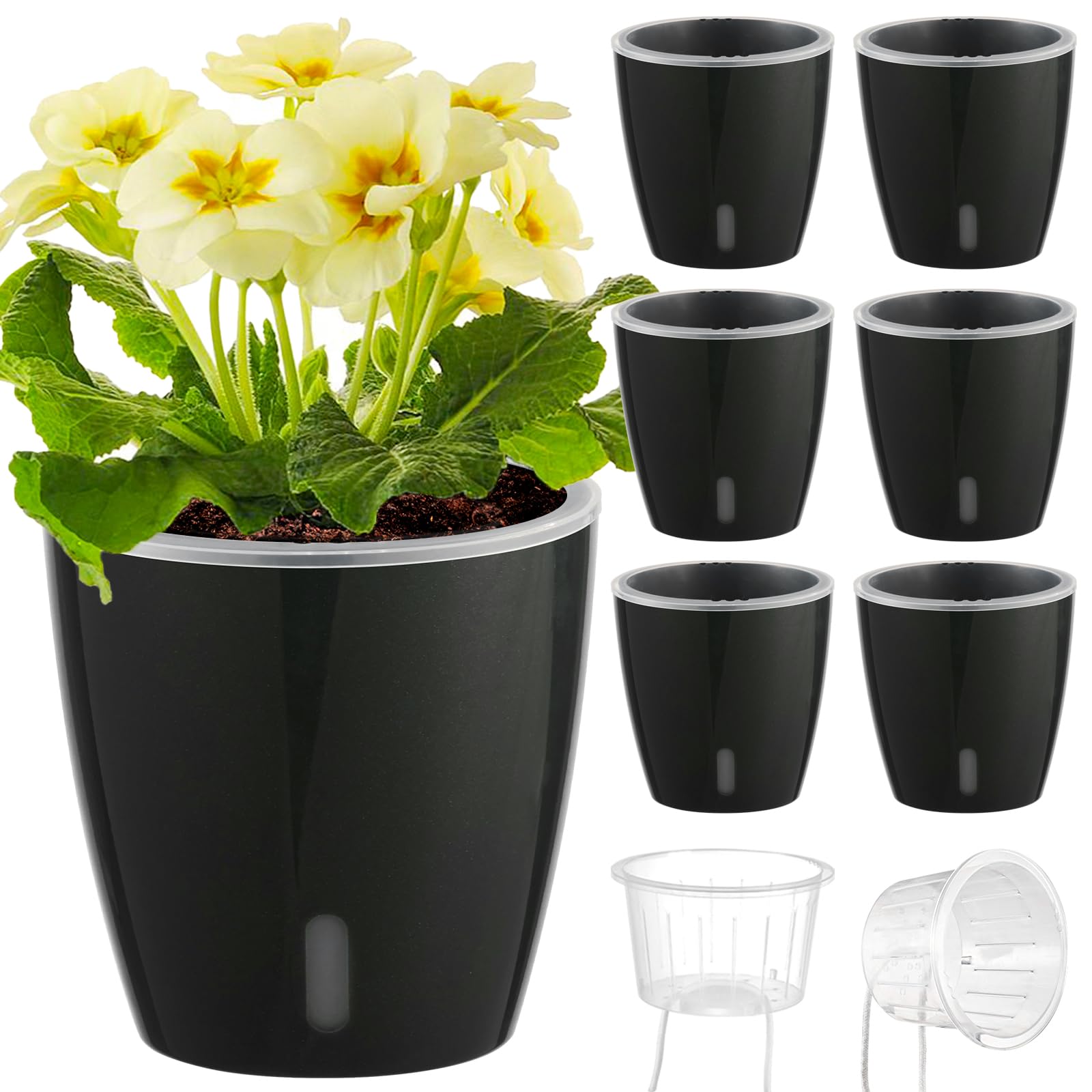 KvyusFlourish self-watering pot with indicator for effortless plant hydration.