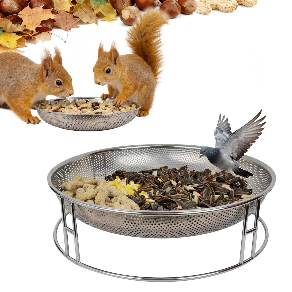 Kweespr 13-inch ground bird feeder tray for easy refilling.