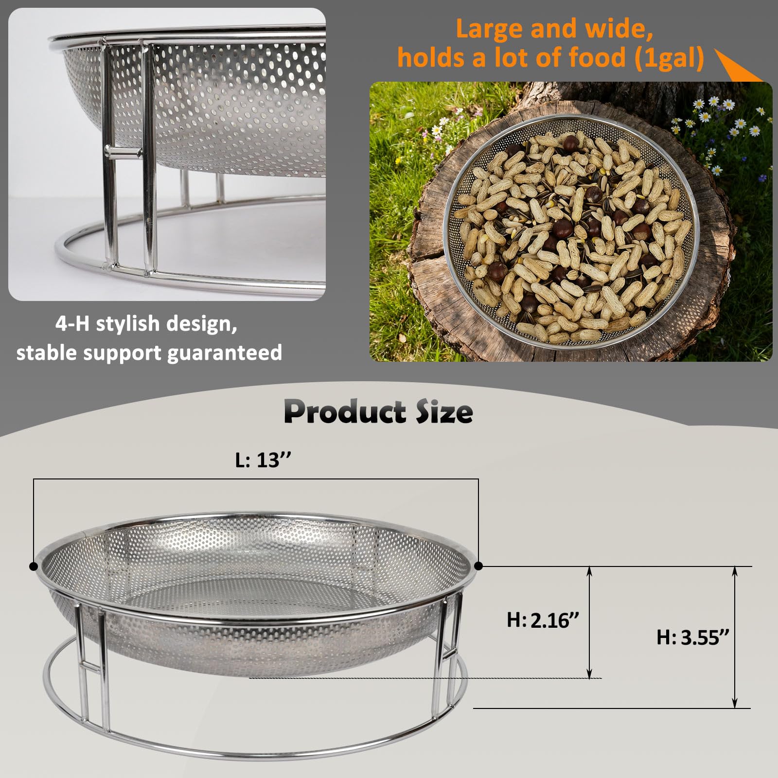 Kweespr bird seed tray drainage mesh keeps seed dry after rain.