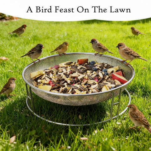 Kweespr ground feeder stand with tray provides stable yard feeding.