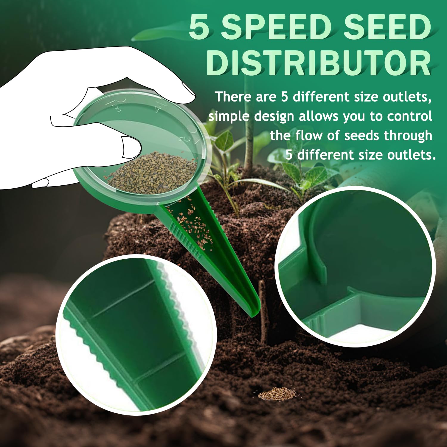 Kwevos transplanting tool angled for easy soil insertion.