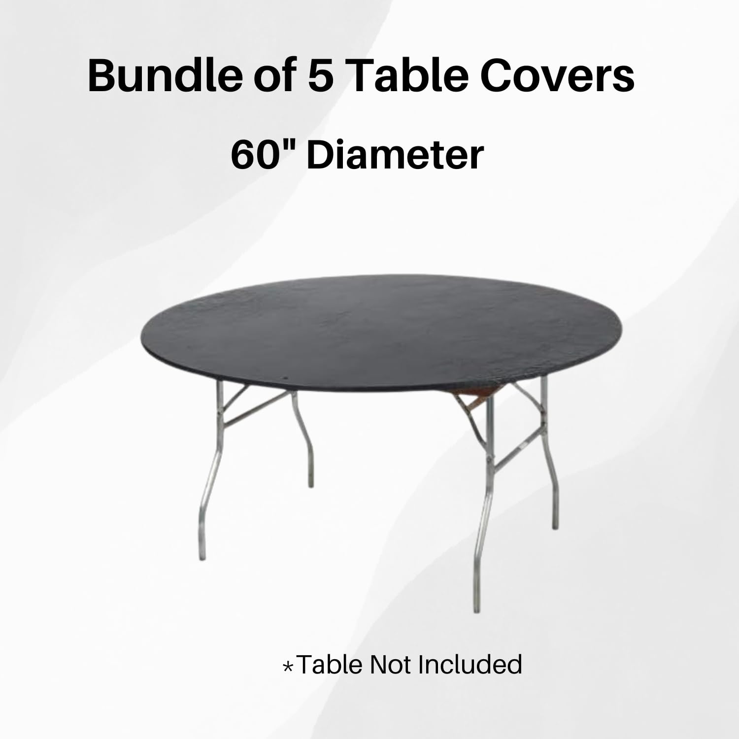 Kwik-Covers 60 inch round table cover on table shows taut, secure fit.