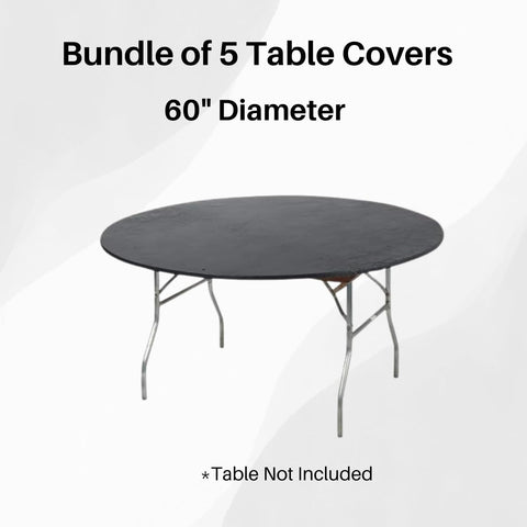 Kwik-Covers 60 inch round table cover on table shows taut, secure fit.