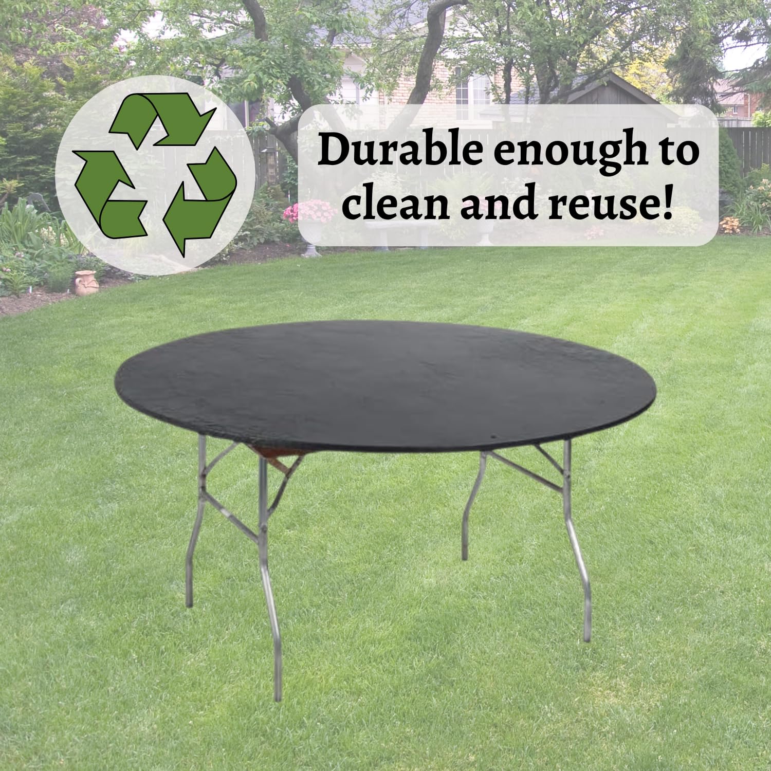 Kwik-Covers on a round table, fully edge-to-edge covered.
