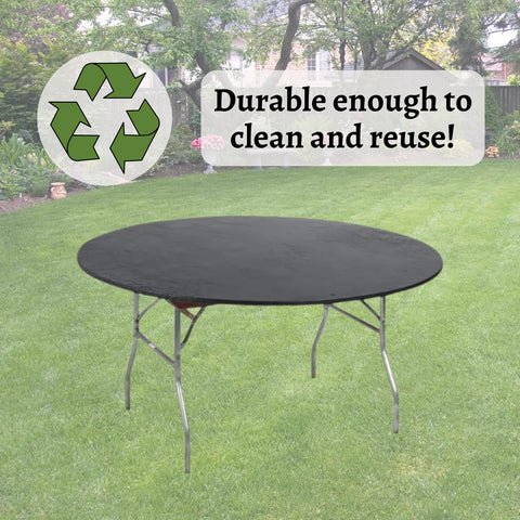 Kwik-Covers on a round table, fully edge-to-edge covered.