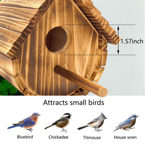 KWISAMR bird house hanging setup shows hemp rope and easy installation.
