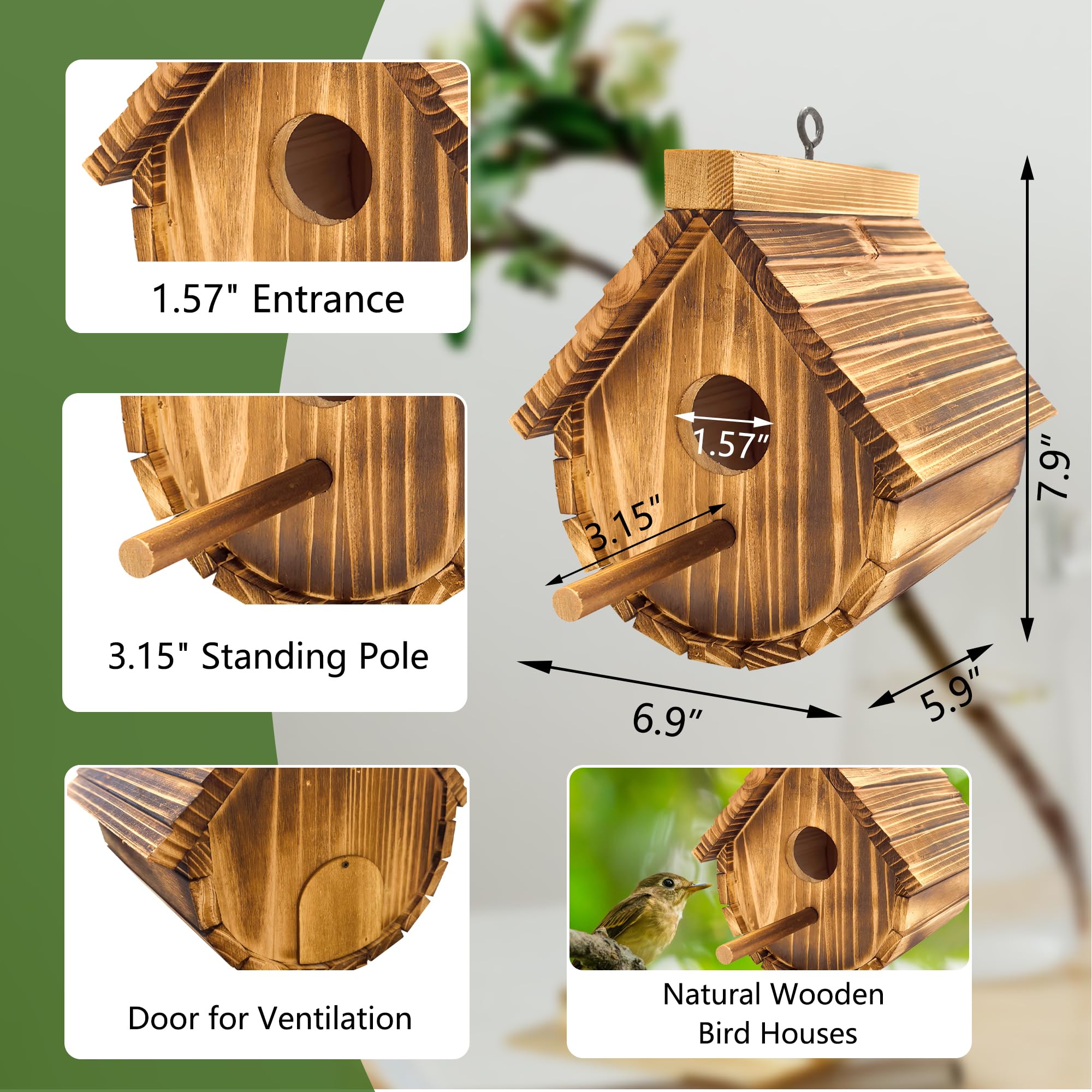 KWISAMR Wren House weather-resistant design endures wind and rain.