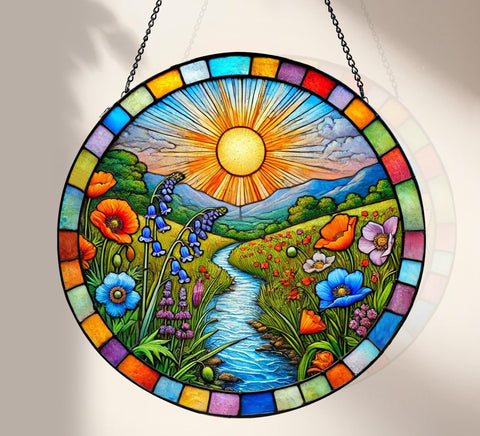 KWYADLUO stained glass window hanging captures sunbeams for vibrant room color