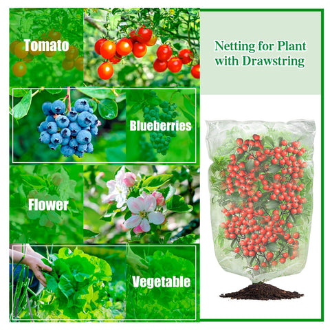 KXCOFTXI garden netting surrounds a blueberry bush for fruit protection