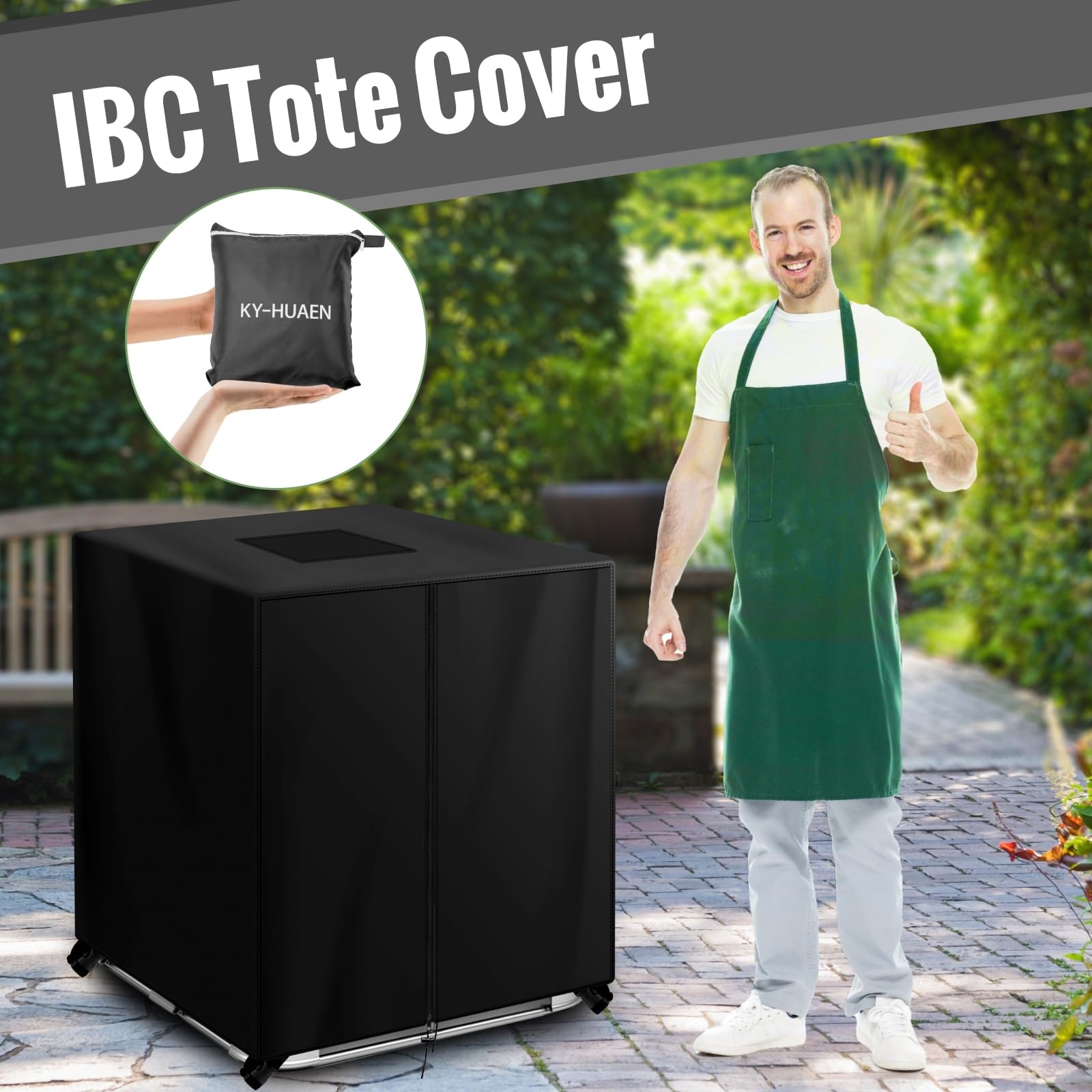 KY-HUAEN IBC Tote Cover top opening and zipper for easy access.