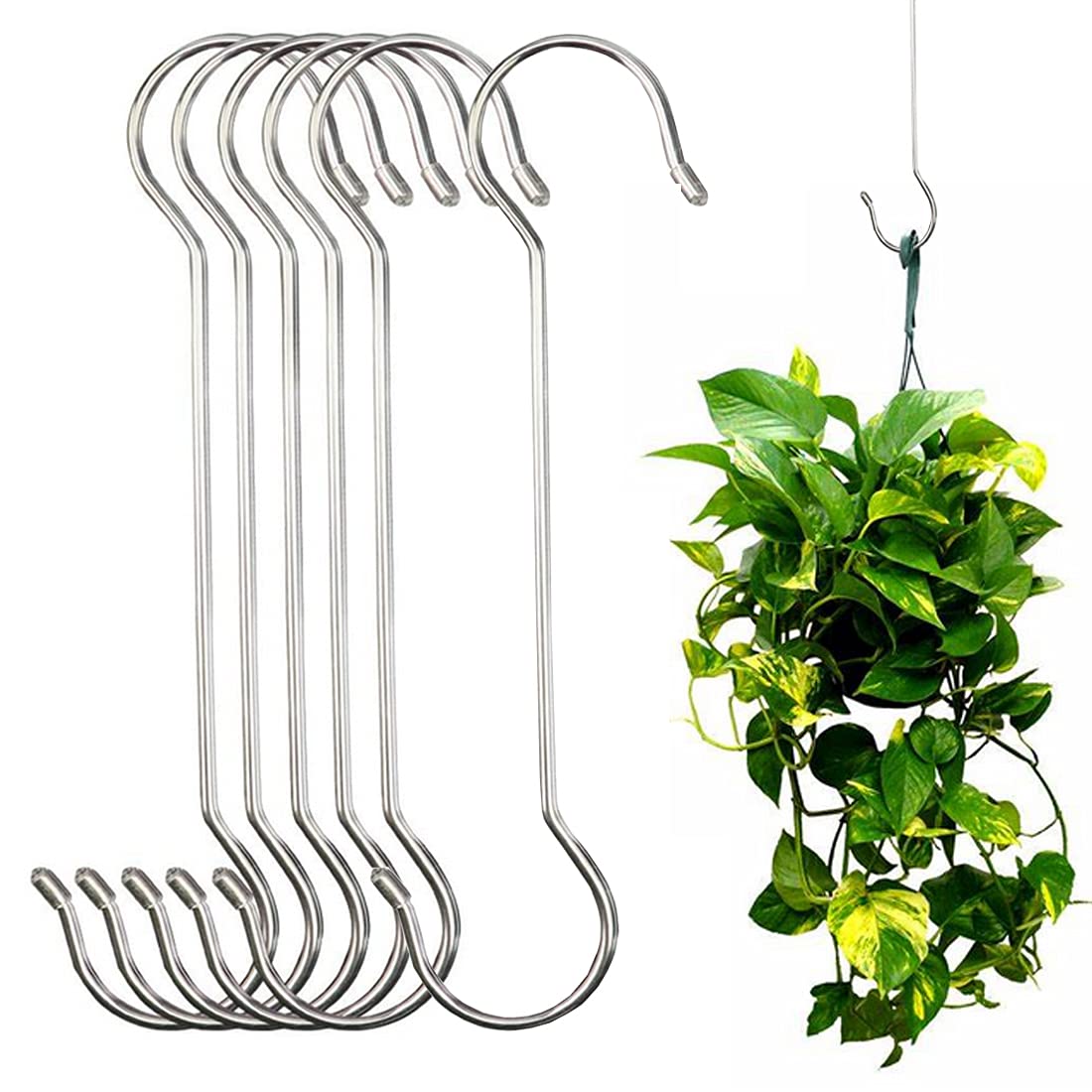 K Y KANGYUN 6 pack 16 inch S hook for heavy-duty hanging in kitchen and garden.