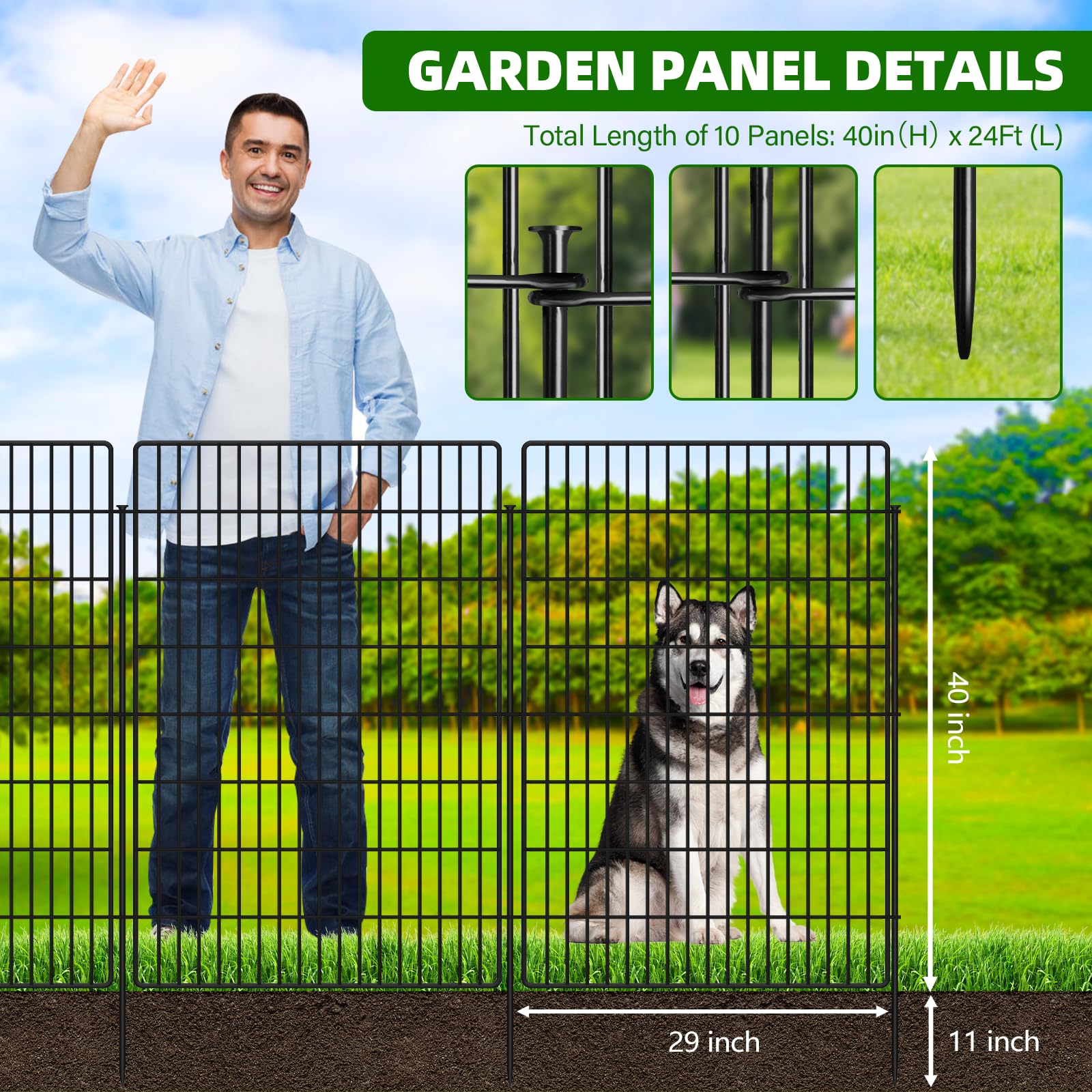 KYATE no-dig fence with 1.4-inch gap deters small animals.