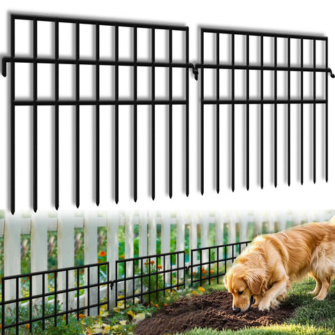 KYATE 14-panel dog digging fence barrier set up to protect garden areas from digging.