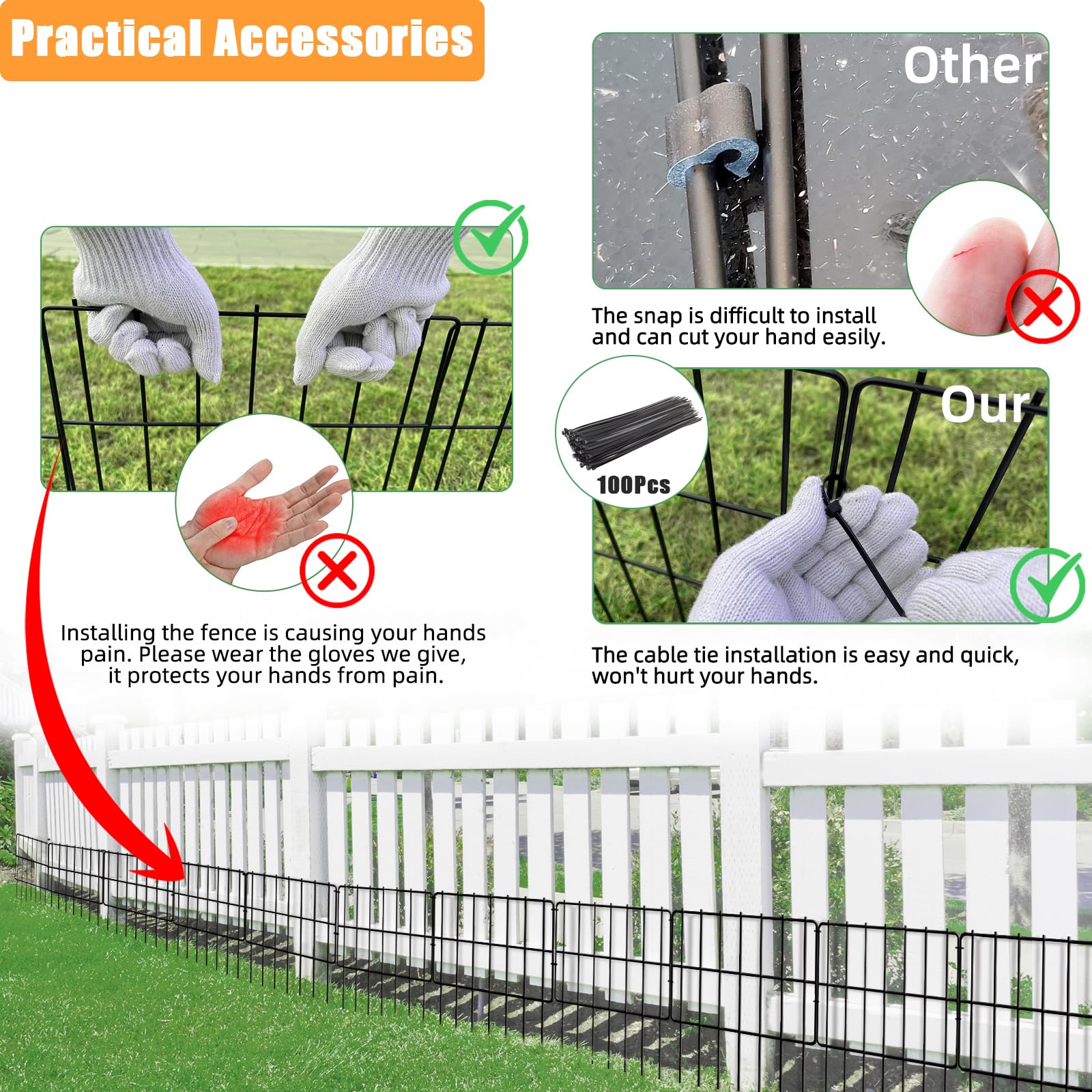 KYATE rustproof coating visible on metal wires for all-weather performance.