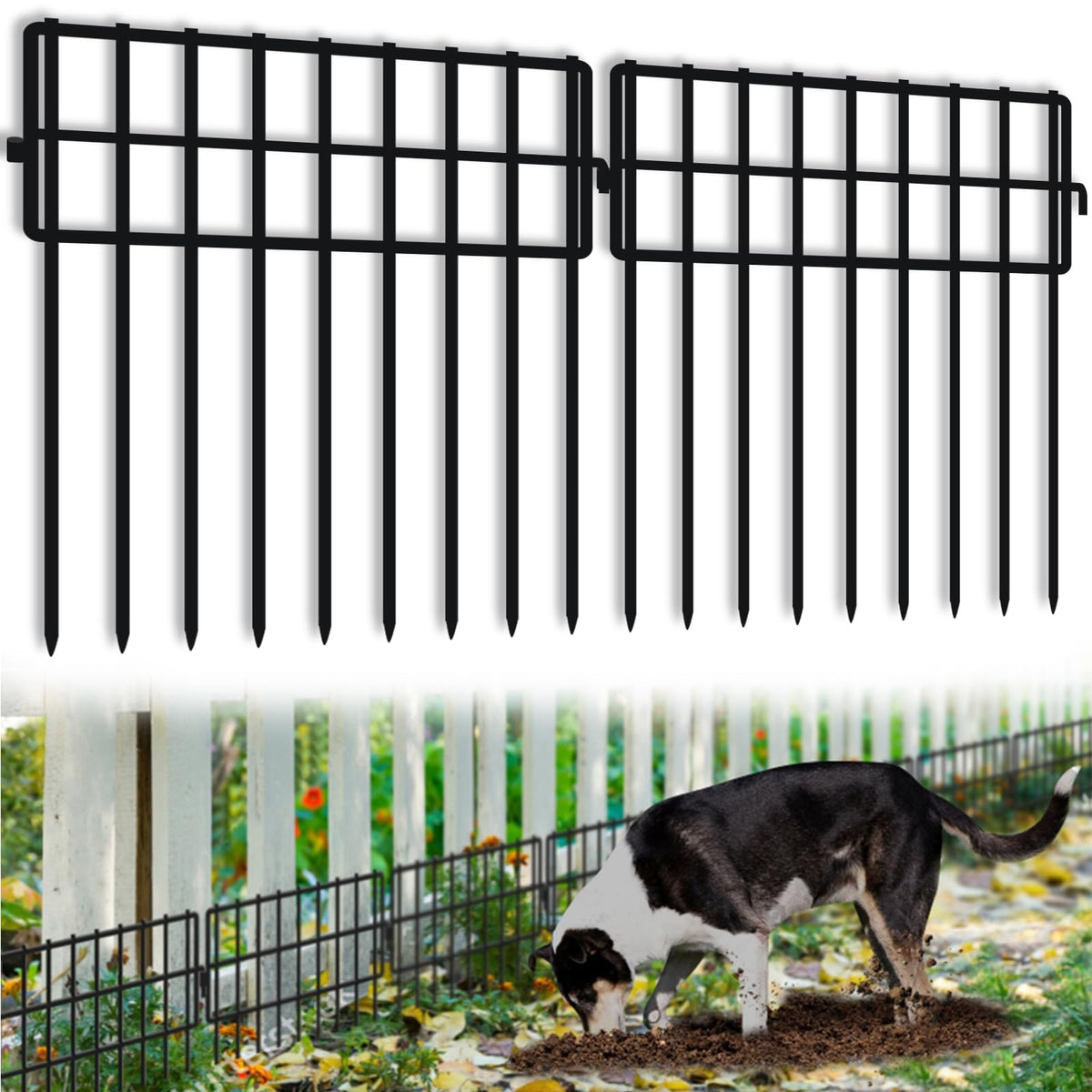 KYATE 32-panels barrier fence shows no-dig design protecting garden beds.