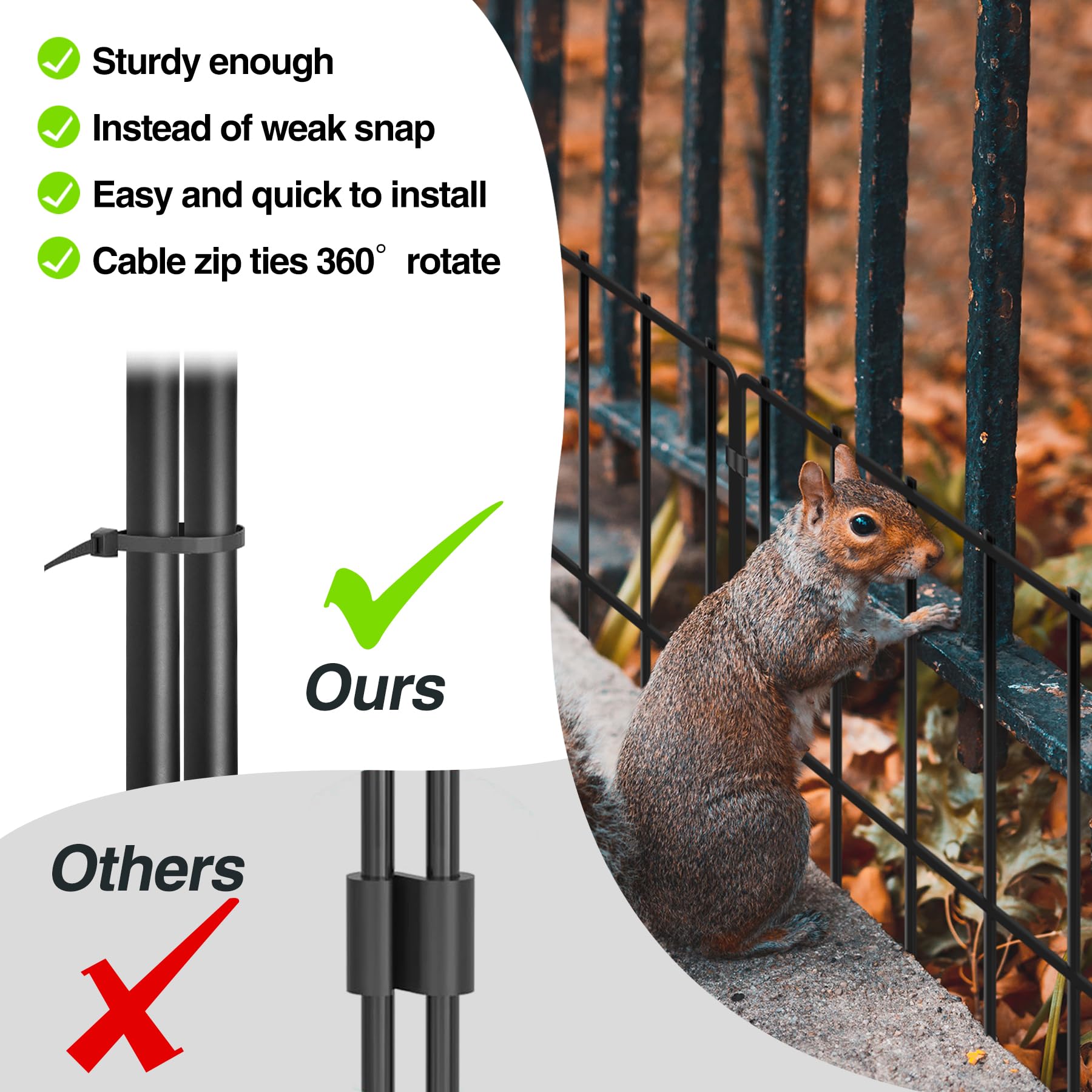 KYATE bottom-gap 1-2 inch filler reduces escape routes.