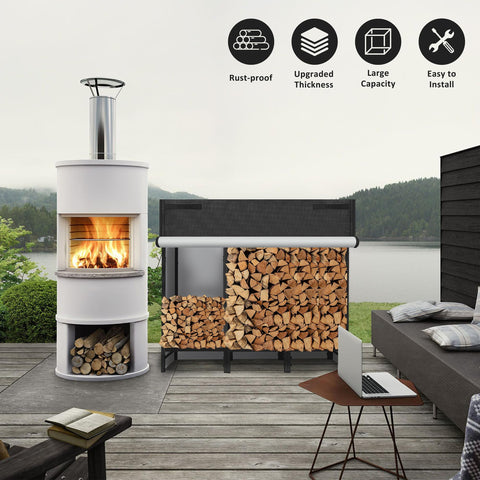 KYATE firewood rack easy-assembly images highlight quick setup for busy homes.