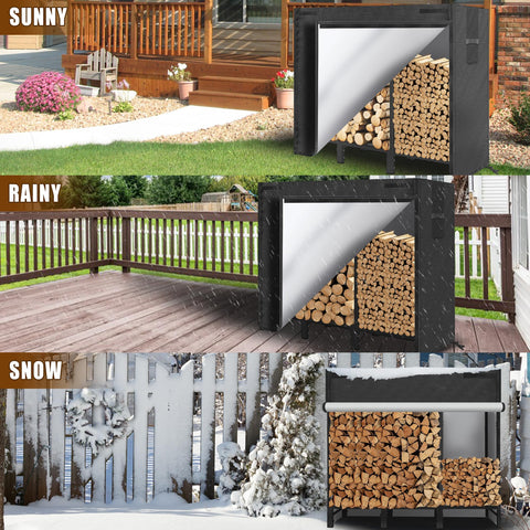 KYATE firewood rack on porch demonstrates versatile indoor/outdoor use.