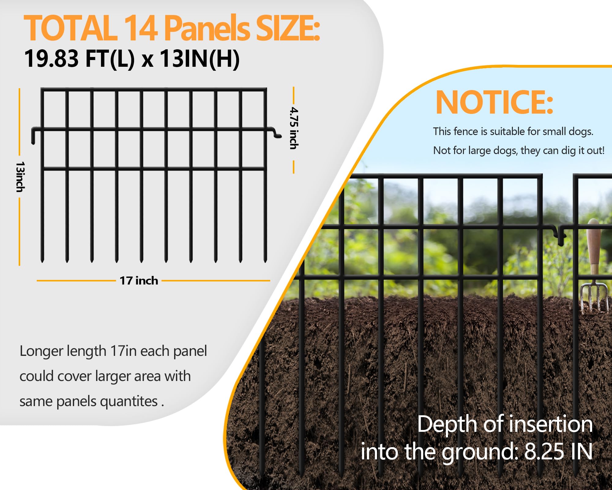 KYATE no-dig fence inserted underground to deter digging by small animals.