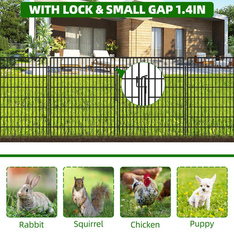 Rustproof KYATE no-dig fence with sturdy ground stakes anchored in soil.
