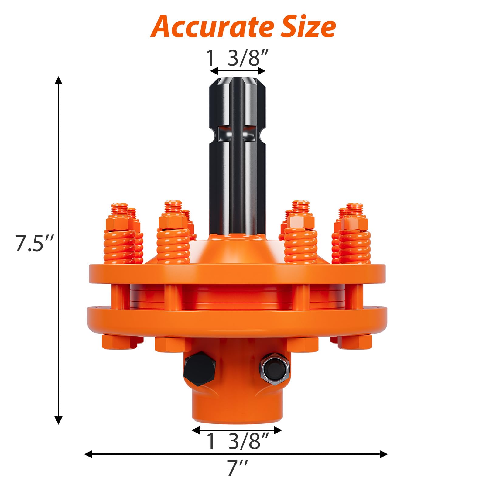 KYBOLT durable friction disc and replaceable springs support smooth PTO operation.