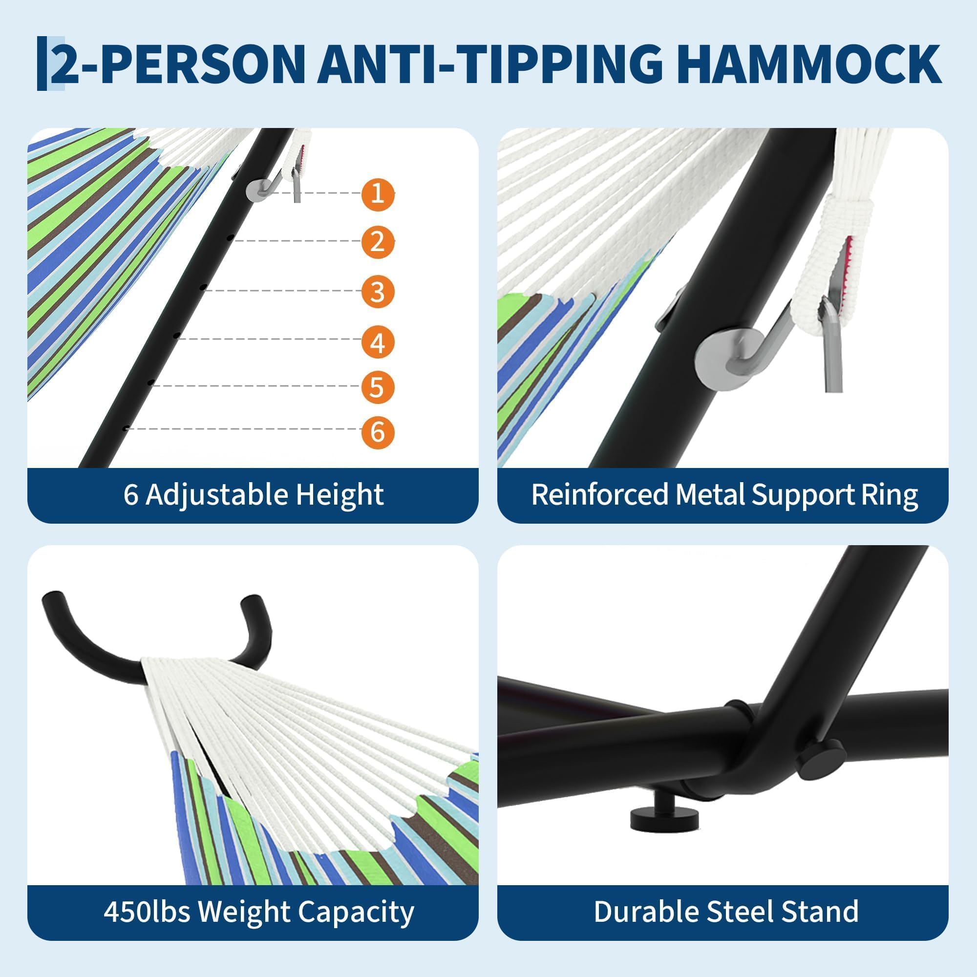 KYBOLT spacious hammock bed offers room to read, nap, or chat with loved ones.