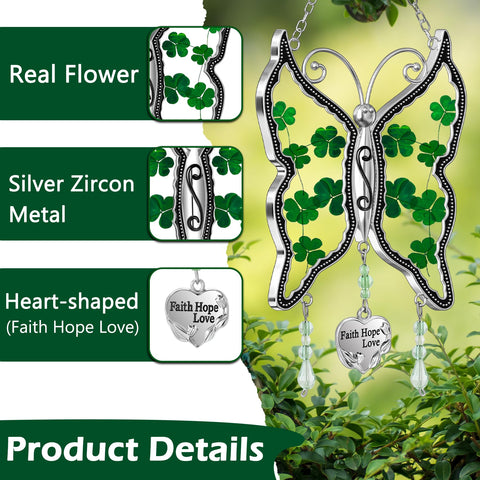 KY&BOSAM Shamrock Butterfly Suncatcher metal detailing enhances display elegance