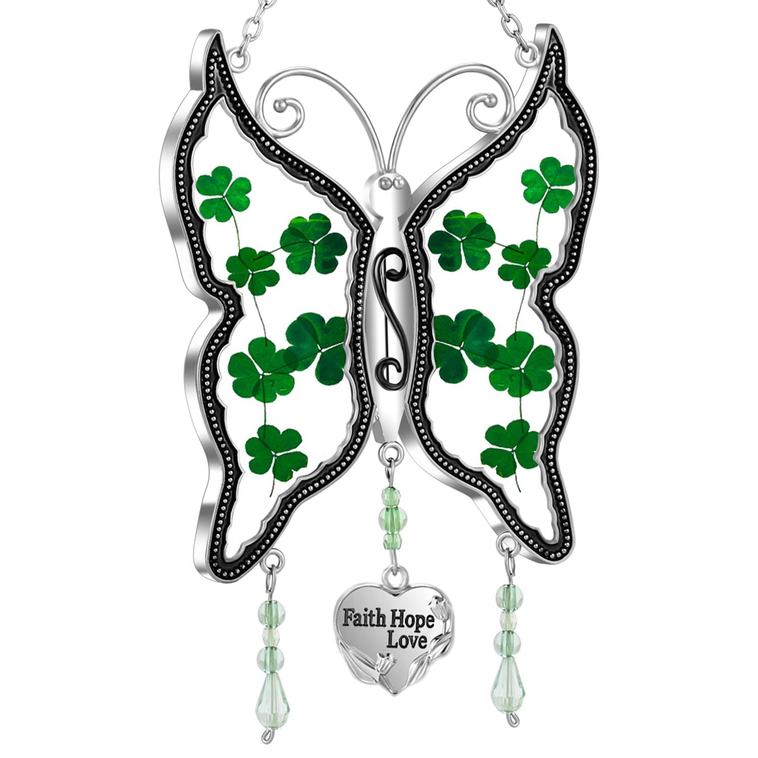 KY&BOSAM Shamrock Butterfly Suncatcher includes suction cup for easy hanging