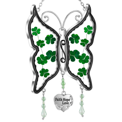 KY&BOSAM Shamrock Butterfly Suncatcher includes suction cup for easy hanging