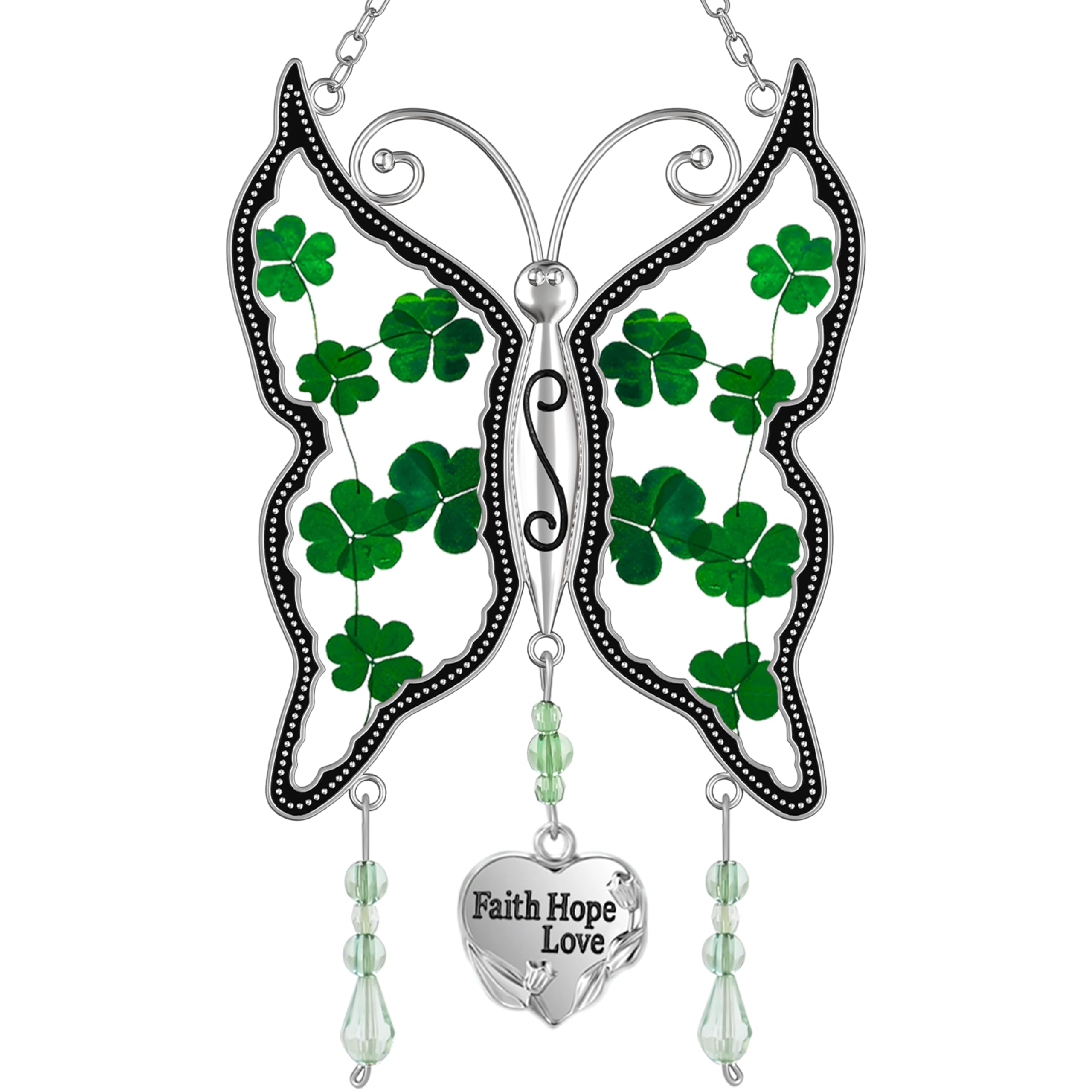 KY&BOSAM Shamrock Butterfly Suncatcher wide-angle view reveals colors