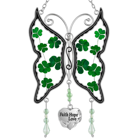 KY&BOSAM Shamrock Butterfly Suncatcher wide-angle view reveals colors