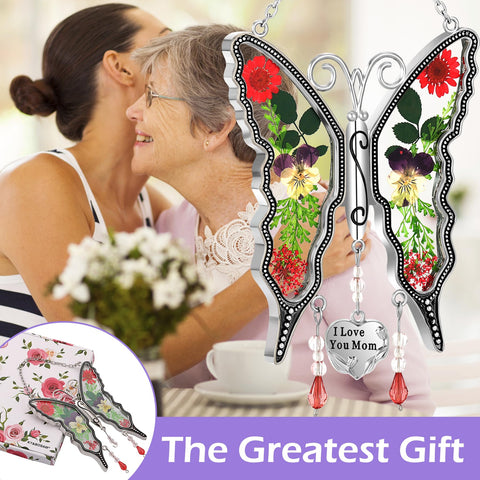 KY&BOSAM glass wings feature pressed flowers for a natural, textured look.