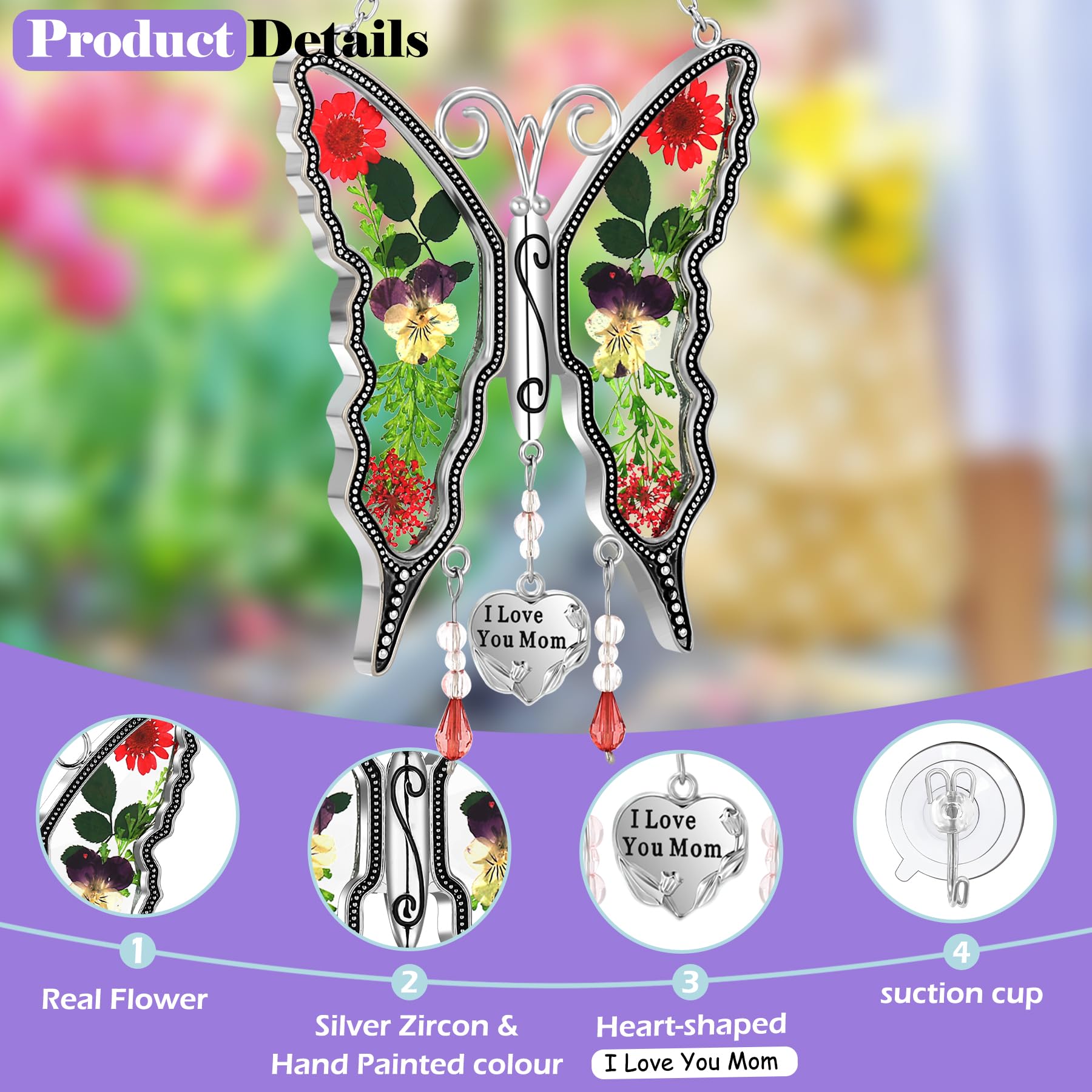 KY&BOSAM large suction cup included for easy window hanging.